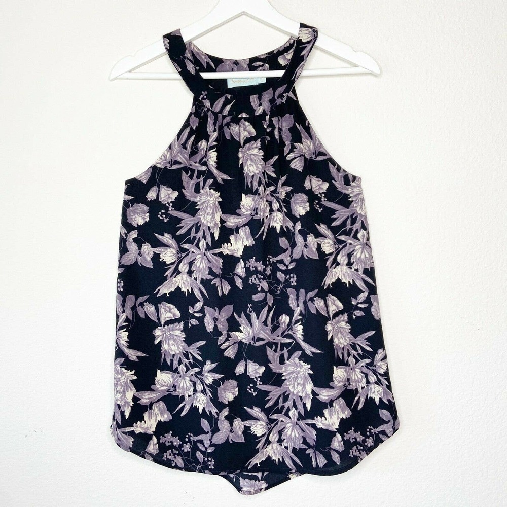 Veronica M Floral Halter Blouse Sz XS